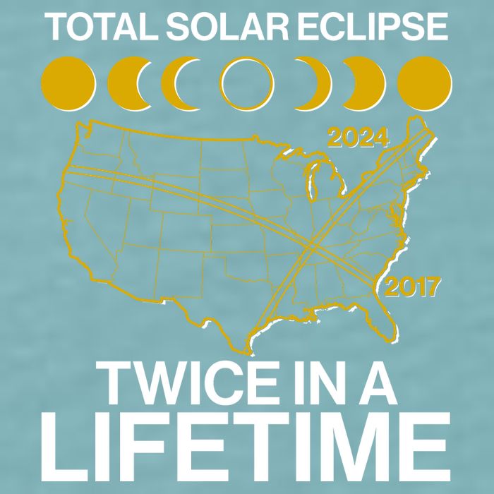 Total Solar Eclipse Twice In A Lifetime 2017 2024 Sueded Cloud Jersey T-Shirt