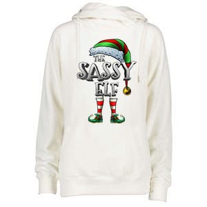 The Sassy Elf Matching Family Funny Christmas Elf Womens Funnel Neck Pullover Hood