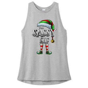 The Sassy Elf Matching Family Funny Christmas Elf Ladies PosiCharge Tri-Blend Wicking Tank