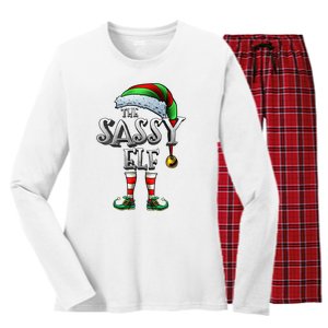 The Sassy Elf Matching Family Funny Christmas Elf Women's Long Sleeve Flannel Pajama Set 