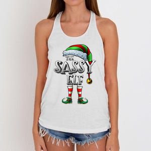 The Sassy Elf Matching Family Funny Christmas Elf Women's Knotted Racerback Tank