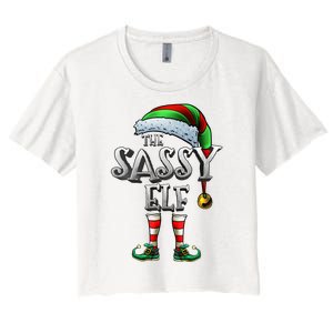 The Sassy Elf Matching Family Funny Christmas Elf Women's Crop Top Tee