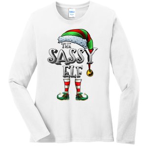 The Sassy Elf Matching Family Funny Christmas Elf Ladies Long Sleeve Shirt