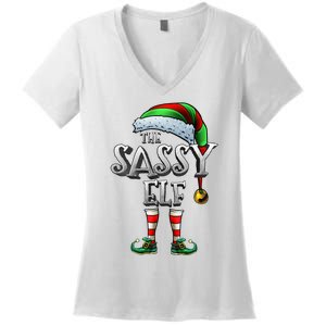 The Sassy Elf Matching Family Funny Christmas Elf Women's V-Neck T-Shirt