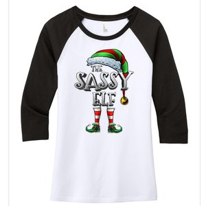 The Sassy Elf Matching Family Funny Christmas Elf Women's Tri-Blend 3/4-Sleeve Raglan Shirt