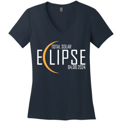 Total Solar Eclipse 2024 Women's V-Neck T-Shirt