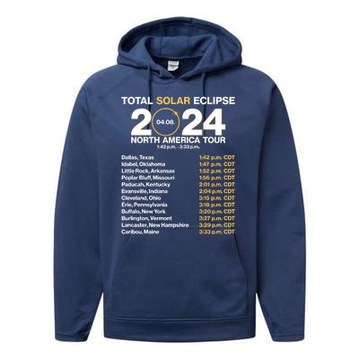 Total Solar Eclipse April 8 2024 North America Dates Performance Fleece Hoodie