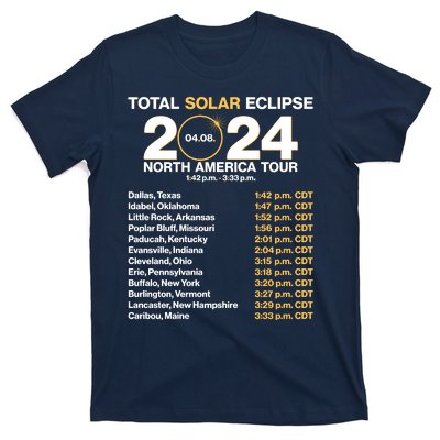 Total Solar Eclipse April 8 2024 North America Dates T-Shirt