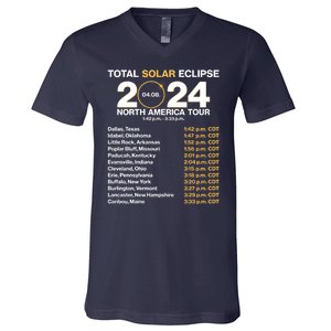 Total Solar Eclipse April 8 2024 North America Dates V-Neck T-Shirt