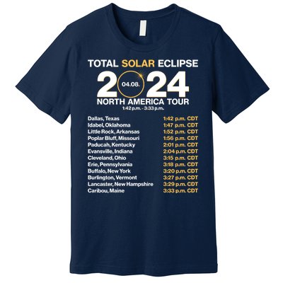 Total Solar Eclipse April 8 2024 North America Dates Premium T-Shirt