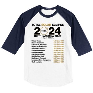 Total Solar Eclipse April 8 2024 North America Dates Baseball Sleeve Shirt