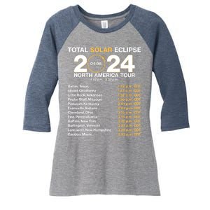 Total Solar Eclipse April 8 2024 North America Dates Women's Tri-Blend 3/4-Sleeve Raglan Shirt