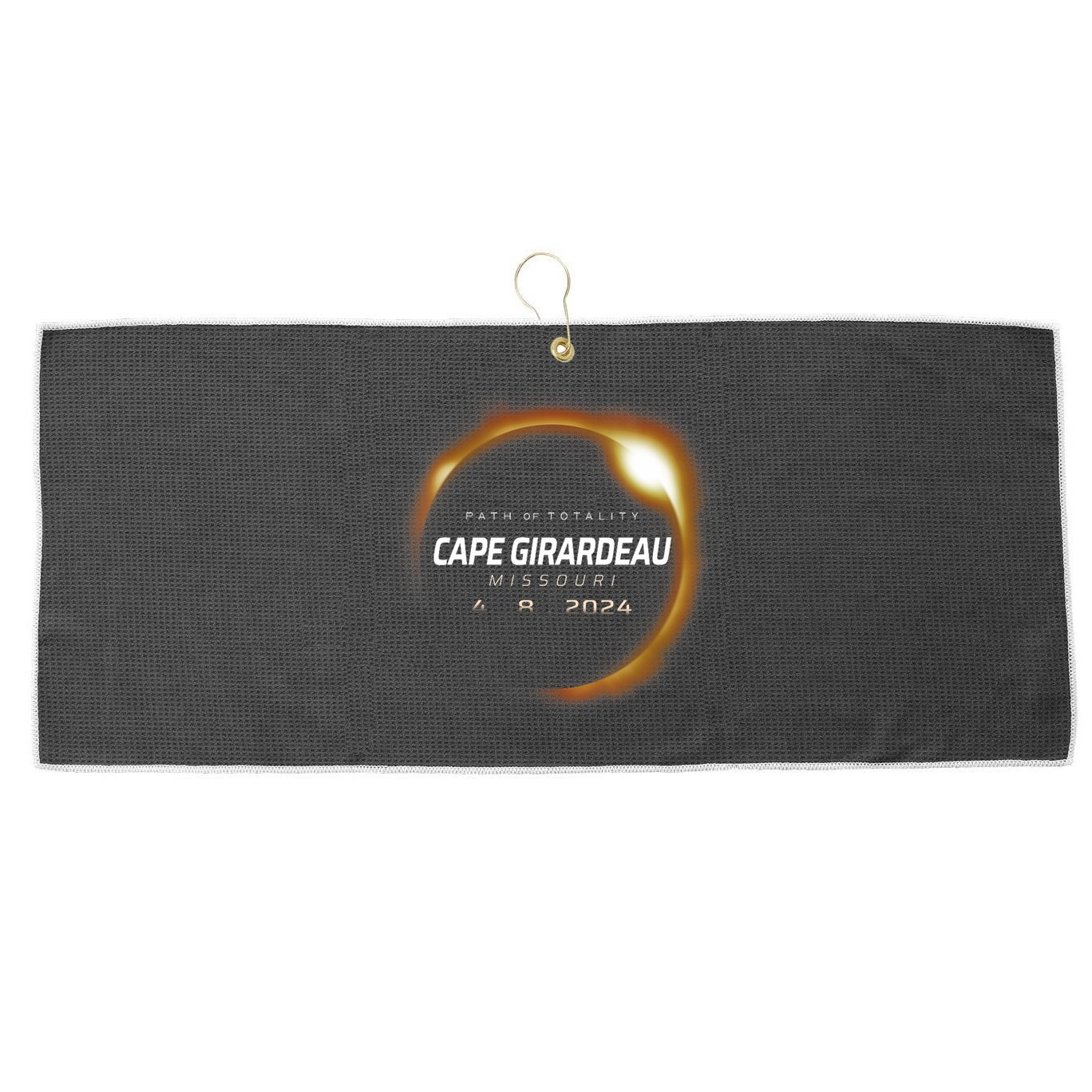 Total Solar Eclipse 2024 Cape Girardeau Missouri April 2024 Large Microfiber Waffle Golf Towel