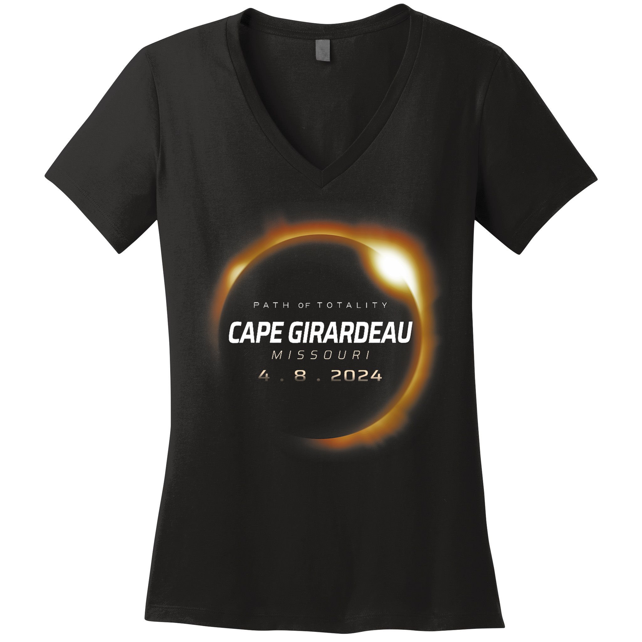 Total Solar Eclipse 2024 Cape Girardeau Missouri April 2024 Women's V-Neck T-Shirt