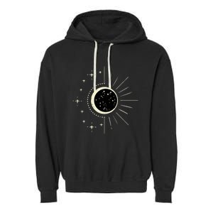 Total Solar Eclipse Moon Sun Stars April 8 Garment-Dyed Fleece Hoodie