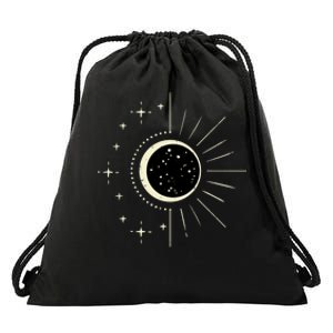 Total Solar Eclipse Moon Sun Stars April 8 Drawstring Bag