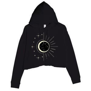 Total Solar Eclipse Moon Sun Stars April 8 Crop Fleece Hoodie