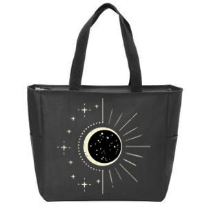 Total Solar Eclipse Moon Sun Stars April 8 Zip Tote Bag