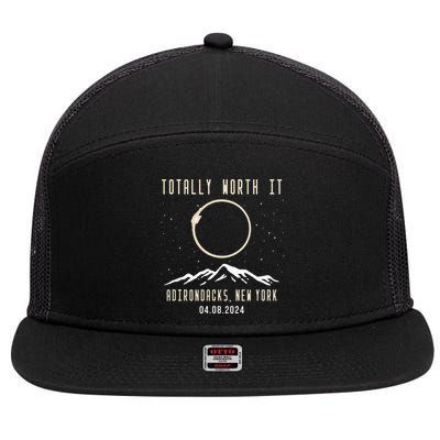 Total Solar Eclipse Adirondacks New York 2024 7 Panel Mesh Trucker Snapback Hat