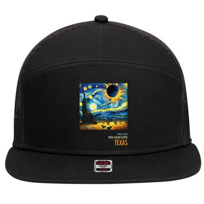 Total Solar Eclipse 2024 Texas 7 Panel Mesh Trucker Snapback Hat