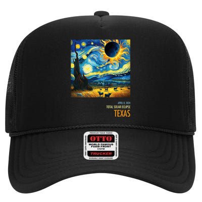 Total Solar Eclipse 2024 Texas High Crown Mesh Back Trucker Hat