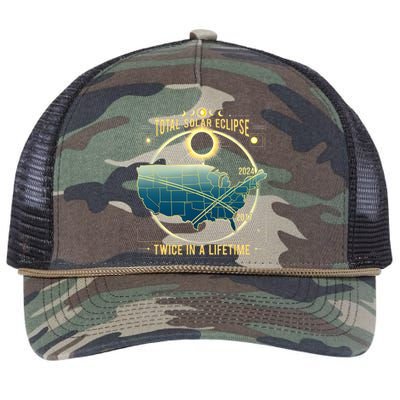 Total Solar Eclipse Twice In A Lifetime 2024 Gift Retro Rope Trucker Hat Cap