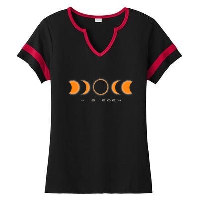 Total Solar Eclipse 2024 Solar Eclipse Lovers Ladies Halftime Notch Neck Tee