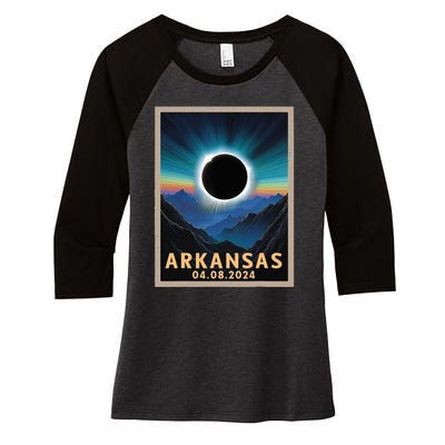 Total Solar Eclipse 2024 Arkansas Women's Tri-Blend 3/4-Sleeve Raglan Shirt