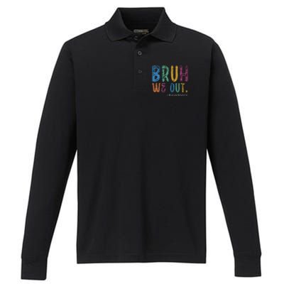 Teacher Summer End Of School Year Bruh We Out Teachers Performance Long Sleeve Polo