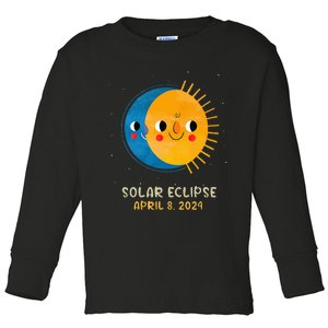 Total Solar Eclipse 2024 Cute Solar Eclipse Toddler Long Sleeve Shirt