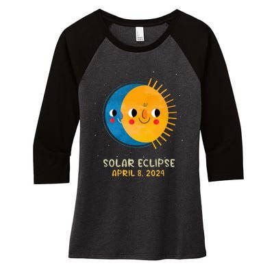 Total Solar Eclipse 2024 Cute Solar Eclipse Women's Tri-Blend 3/4-Sleeve Raglan Shirt