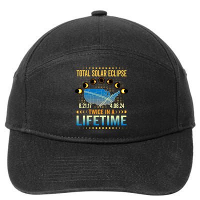 Total Solar Eclipse 2024 Sun Is Getting Mooned Design Twice In A Lifetime 7-Panel Snapback Hat