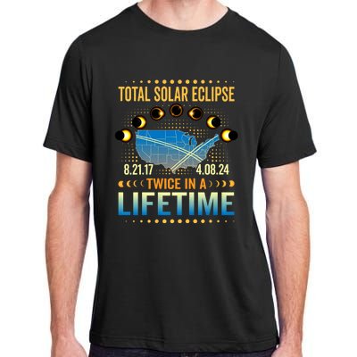 Total Solar Eclipse 2024 Sun Is Getting Mooned Design Twice In A Lifetime Adult ChromaSoft Performance T-Shirt