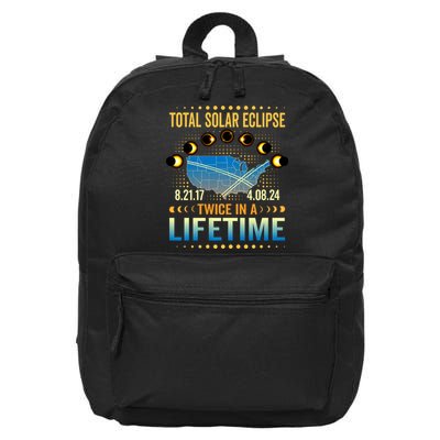 Total Solar Eclipse 2024 Sun Is Getting Mooned Design Twice In A Lifetime 16 in Basic Backpack