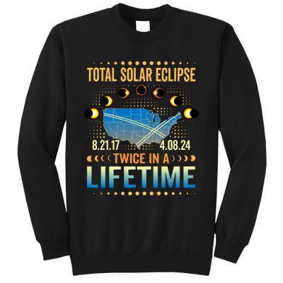 Total Solar Eclipse 2024 Sun Is Getting Mooned Design Twice In A Lifetime Tall Sweatshirt