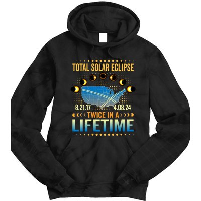 Total Solar Eclipse 2024 Sun Is Getting Mooned Design Twice In A Lifetime Tie Dye Hoodie