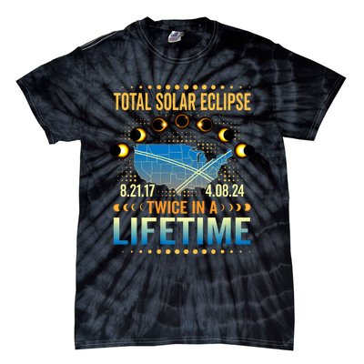 Total Solar Eclipse 2024 Sun Is Getting Mooned Design Twice In A Lifetime Tie-Dye T-Shirt