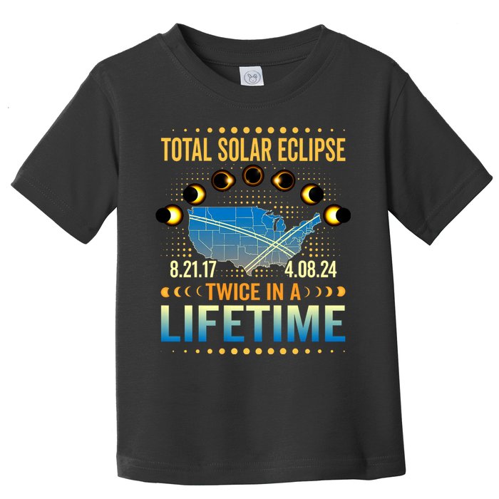 Total Solar Eclipse 2024 Sun Is Getting Mooned Design Twice In A Lifetime Toddler T-Shirt