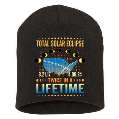 Total Solar Eclipse 2024 Sun Is Getting Mooned Design Twice In A Lifetime Short Acrylic Beanie