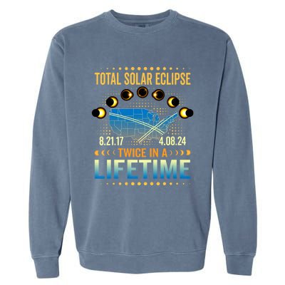 Total Solar Eclipse 2024 Sun Is Getting Mooned Design Twice In A Lifetime Garment-Dyed Sweatshirt