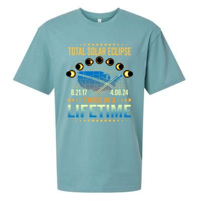 Total Solar Eclipse 2024 Sun Is Getting Mooned Design Twice In A Lifetime Sueded Cloud Jersey T-Shirt