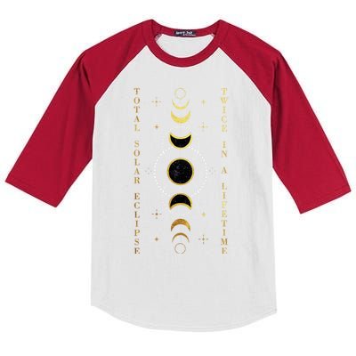 Total Solar Eclipse Twice In Lifetime April 08 2024 Kids Colorblock Raglan Jersey