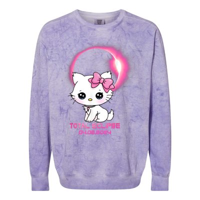 Total Solar Eclipse April 8 2024 Cat Boy Girl Funny Colorblast Crewneck Sweatshirt