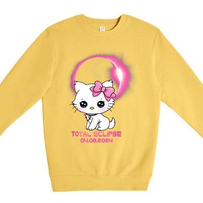 Total Solar Eclipse April 8 2024 Cat Boy Girl Funny Premium Crewneck Sweatshirt