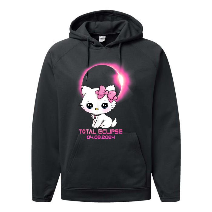 Total Solar Eclipse April 8 2024 Cat Boy Girl Funny Performance Fleece Hoodie