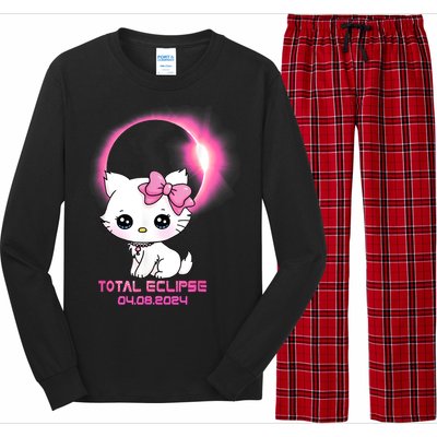 Total Solar Eclipse April 8 2024 Cat Boy Girl Funny Long Sleeve Pajama Set