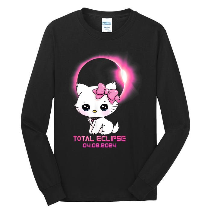 Total Solar Eclipse April 8 2024 Cat Boy Girl Funny Tall Long Sleeve T-Shirt