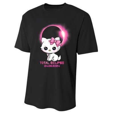 Total Solar Eclipse April 8 2024 Cat Boy Girl Funny Performance Sprint T-Shirt