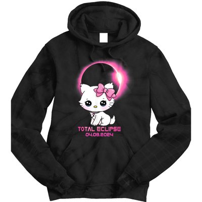 Total Solar Eclipse April 8 2024 Cat Boy Girl Funny Tie Dye Hoodie