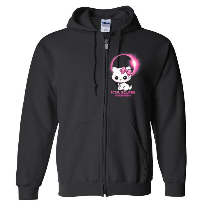 Total Solar Eclipse April 8 2024 Cat Boy Girl Funny Full Zip Hoodie